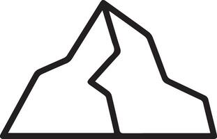 A mountain peak is shown in a black and white line drawing vector