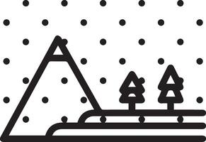 A black and white illustration of a mountain with trees vector