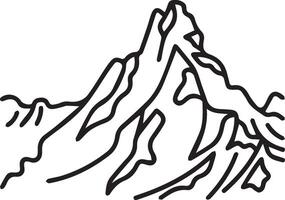 A mountain range is shown in a line drawing vector