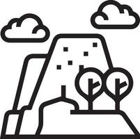 A mountain with trees and clouds vector