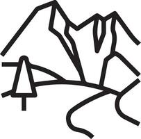 A mountain landscape with a road and a tree vector