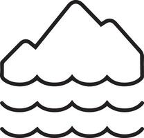 A black and white illustration of a mountain and water vector