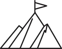A mountain with a flag on top of it vector