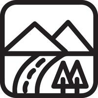 A black and white image of a mountain road and a mountain vector