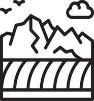 A black and white illustration of a mountain range vector