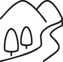 A line drawing of a mountain road with trees vector