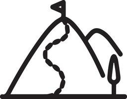 A mountain with a trail and a flag vector