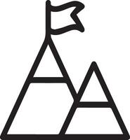 A black and white image of a mountain with a flag on top vector