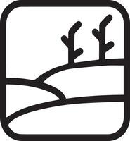 A black and white image of a mountain with trees vector