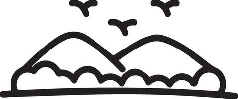 A black and white drawing of a mountain with a stream coming out of it vector