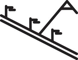 A black and white illustration of a ski slope on the mountain vector