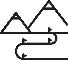 A black and white illustration of a mountain range vector