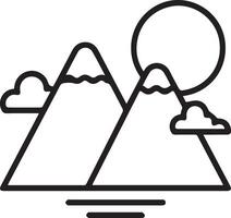 Mountains and clouds line icon vector
