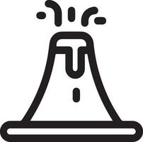 A volcano icon with a black and white outline vector