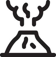 A black and white image of a volcano vector