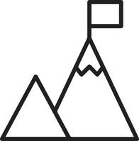 A mountain with a flag on top of it vector