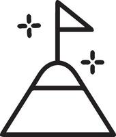A black and white icon of a mountain with a flag on top vector