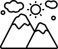 A mountain and sun icon on a white background vector
