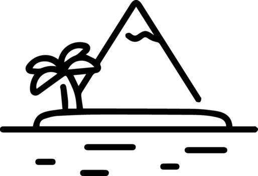 An island with a mountain and palm trees vector