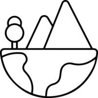 A line drawing of a mountain and a tree vector
