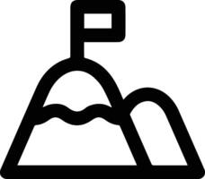 A mountain with a flag on top of it vector