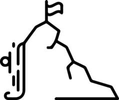 A mountain with a flag on top of it vector