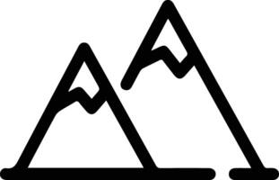 A mountain icon with a line drawing of two peaks vector