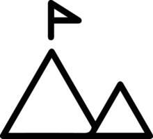 A black and white mountain with a flag on top vector