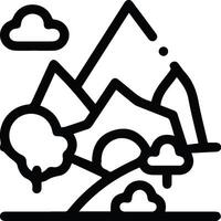 A black and white illustration of a mountain range vector