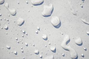 A closeup view capturing the beauty of water droplets resting on a surface photo