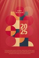 Happy New Year 2025 Red background Template vector