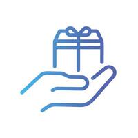 present Line Gradient Icon White Background vector