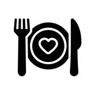 dinner Glyph Icon White Background vector