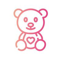 teddy bear Line Gradient Icon White Background vector