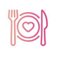 dinner Line Gradient Icon White Background vector