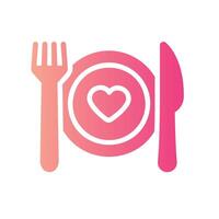 dinner Flat Gradient Icon White Background vector