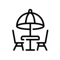 picnic tabel Line Icon White Background vector