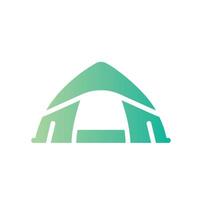 tent Flat Gradient Icon White Background vector