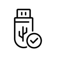 usb Line Icon White Background vector