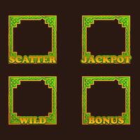 Game Frames for slot. Jackpot, Bonus, Wild and Scatter square frames for your game, slots and UI design vector