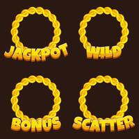 Gold Game Frames for slot. Jackpot, Bonus, Wild and Scatter frames for your game, slots and UI design vector