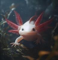 Axolotl with Red External Gills in Aquatic Environment photo