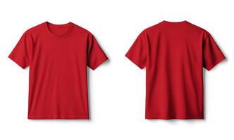 Plain Red Short-Sleeved T-Shirt Mockup, Front and Back Views photo