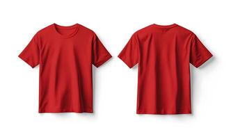 Red T-Shirt Mockup, Front and Back Views photo