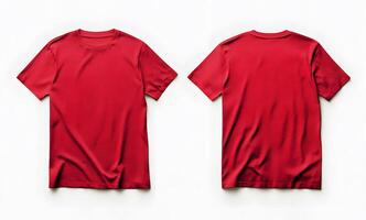 Red T-Shirt Mockup Front and Back View photo