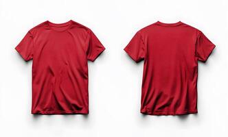 Front and Back View of a Red Crew Neck T-Shirt photo