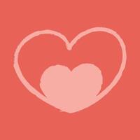 Double hand draw heart color vector