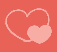 Two doodle hearts, one in front color vector