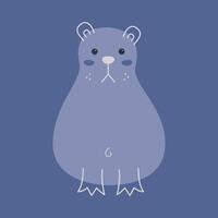 Sad cute capybara. Flat color illustration. vector