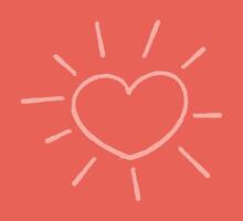 Heart with rays like the sun color vector